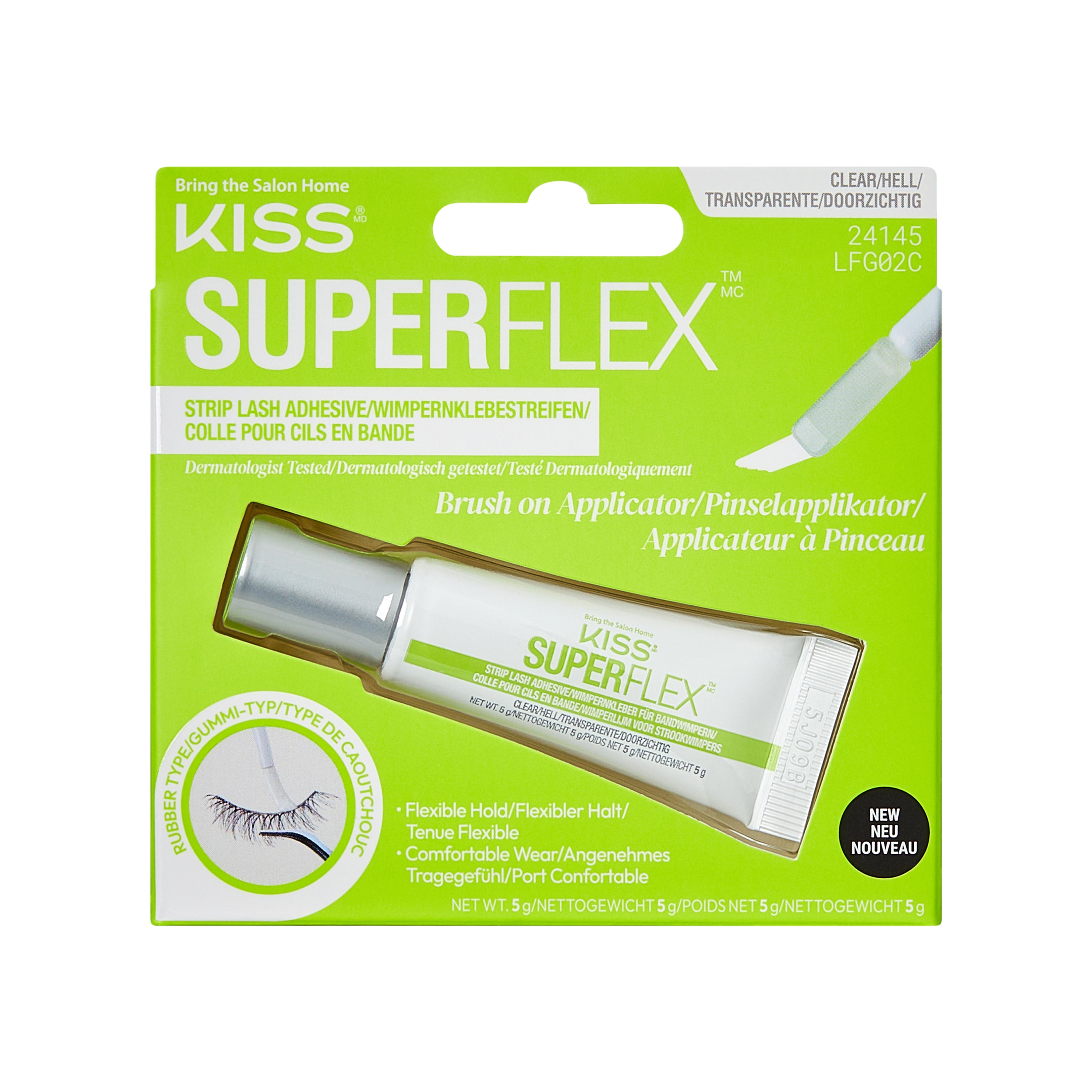 KISS SuperFlex latexové lepidlo na řasy, nanášení štětečkem, průhledné, 5 g (0,18 oz.)