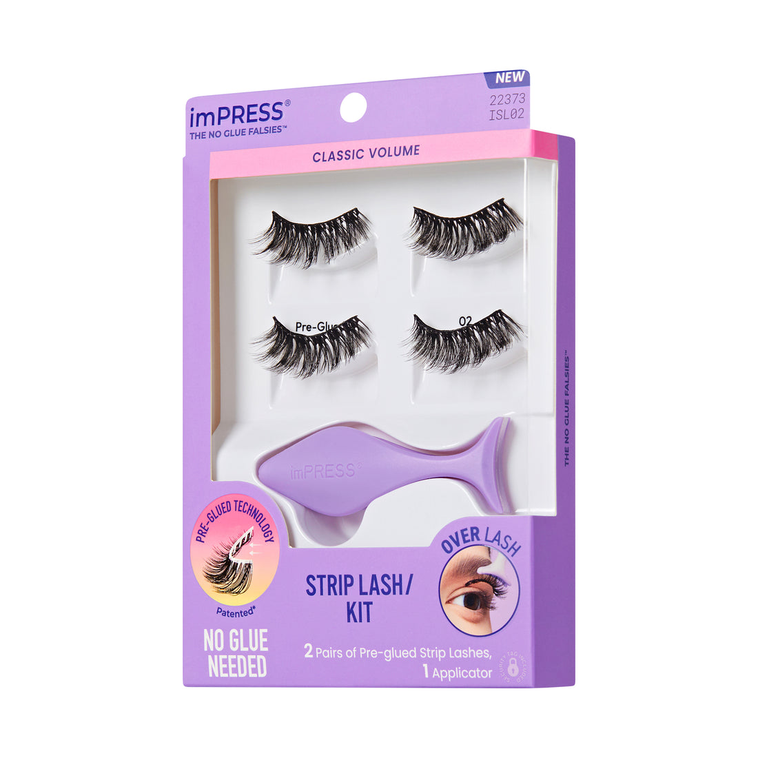 KISS imPRESS Pre-Glued Strip Lashes Kit, Classic Volume, 2 Pair Self Adhesive Eyelashes (Copy)