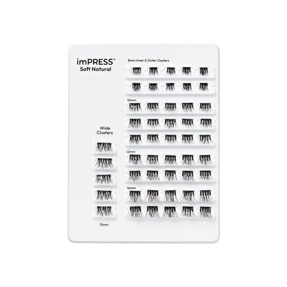 Kiss Impress Pre-Glued Lash Clusters Multipack, Soft Natural, 50 Self Adhesive Eyelashes