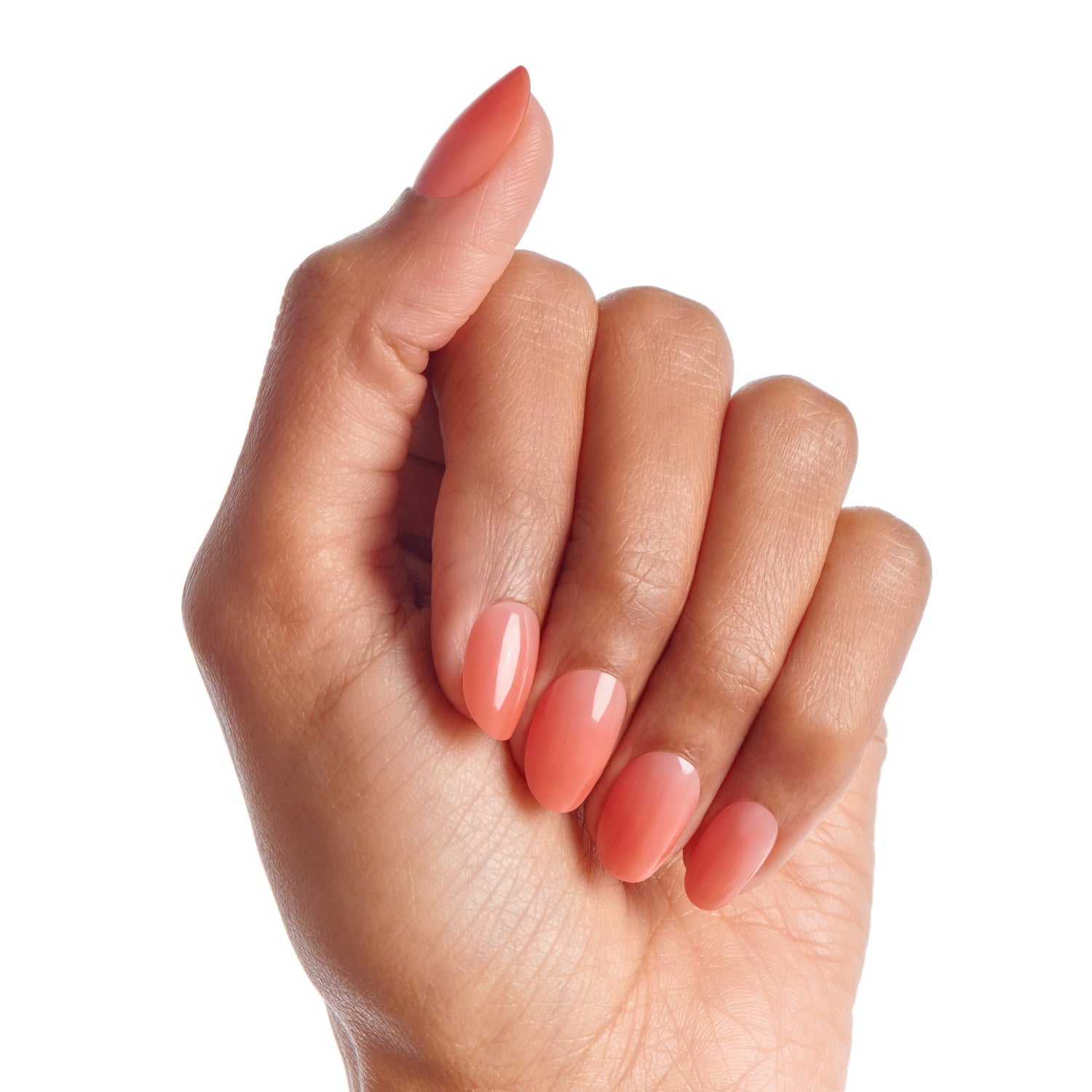 Kiss Bare but Better  TruNude Press On Nails, Solid Orange, Short Oval, 28 Ct.