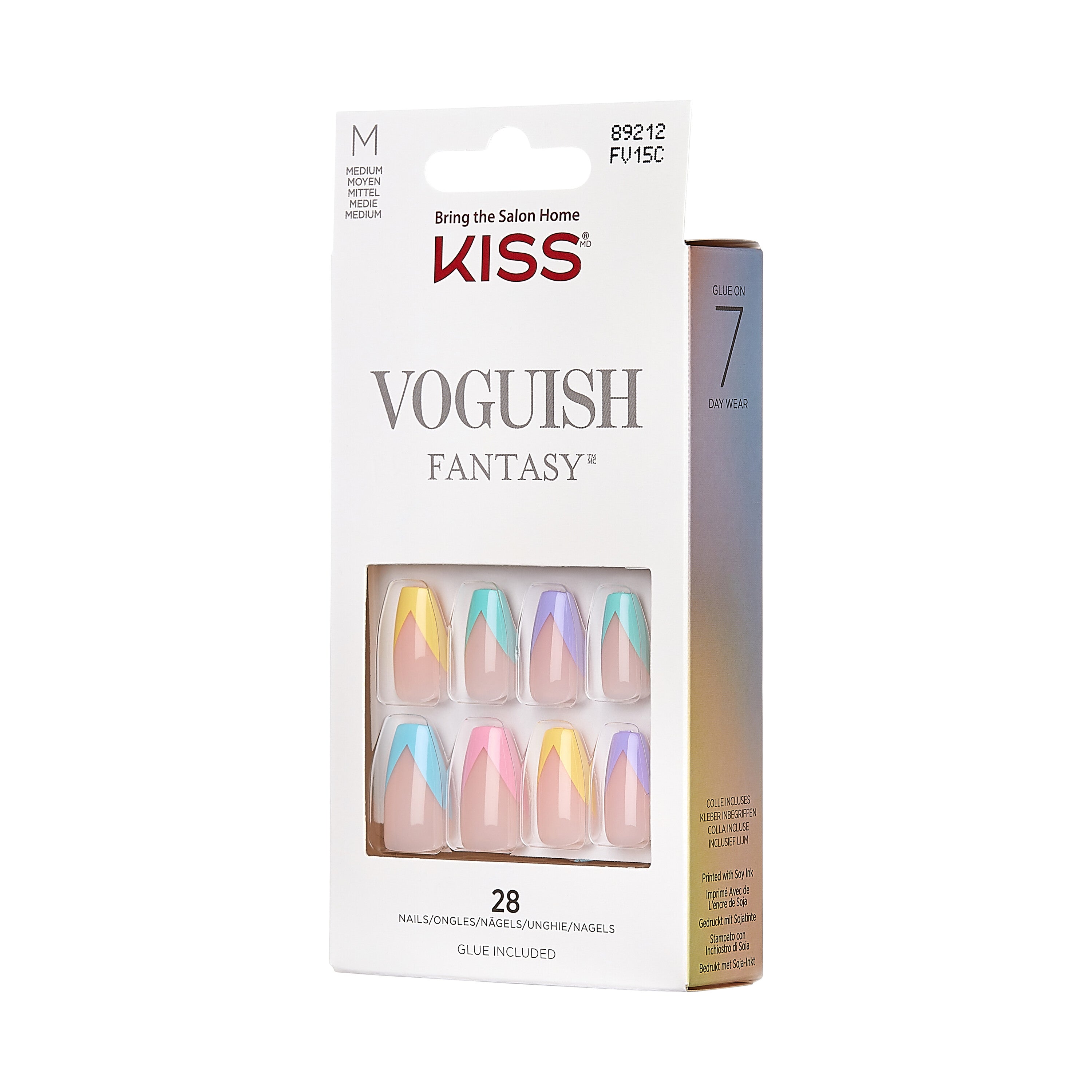 KISS Voguish Fantasy Press-On Nails, Vícebarevná, Medium, Coffin, 31 ks