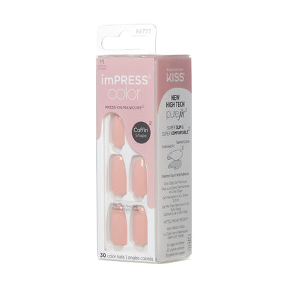 imPRESS Color No Glue Mani Press On Nails, Color, Sumptuous, Růžová, Medium Coffin, 30 ks