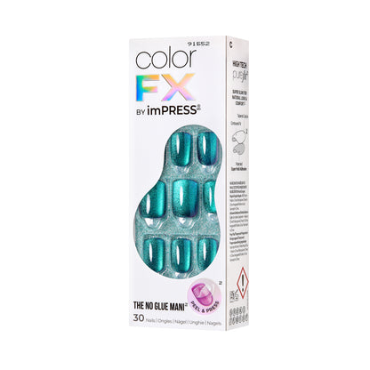 colorFX by imPRESS  Press-On Nails, No Glue Needed, Tmavě zelená, Short Zaoblený, 30 ks