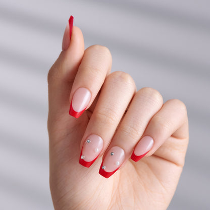 KISS imPRESS Press On Nails, ‘Happy World’, Red, Medium Coffin, 30 Count (Copy)