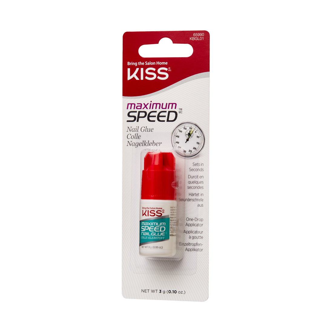 KISS Maximum Speed Nail Glue, Net Wt. 3g (0.10 oz.)