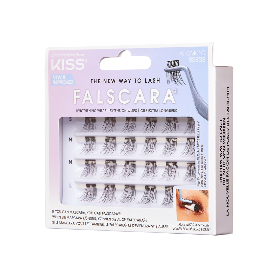 KISS FALSCARA Collection DIY Eyelash Extensions Multi Pack, Lengthening Wisps, 24 ks