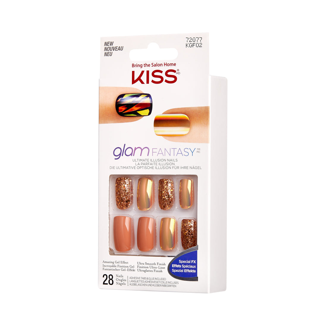 KISS Gel Fantasy Press-On Nails, Trampoline, Modrá, Medium Hranatý, 31 ks