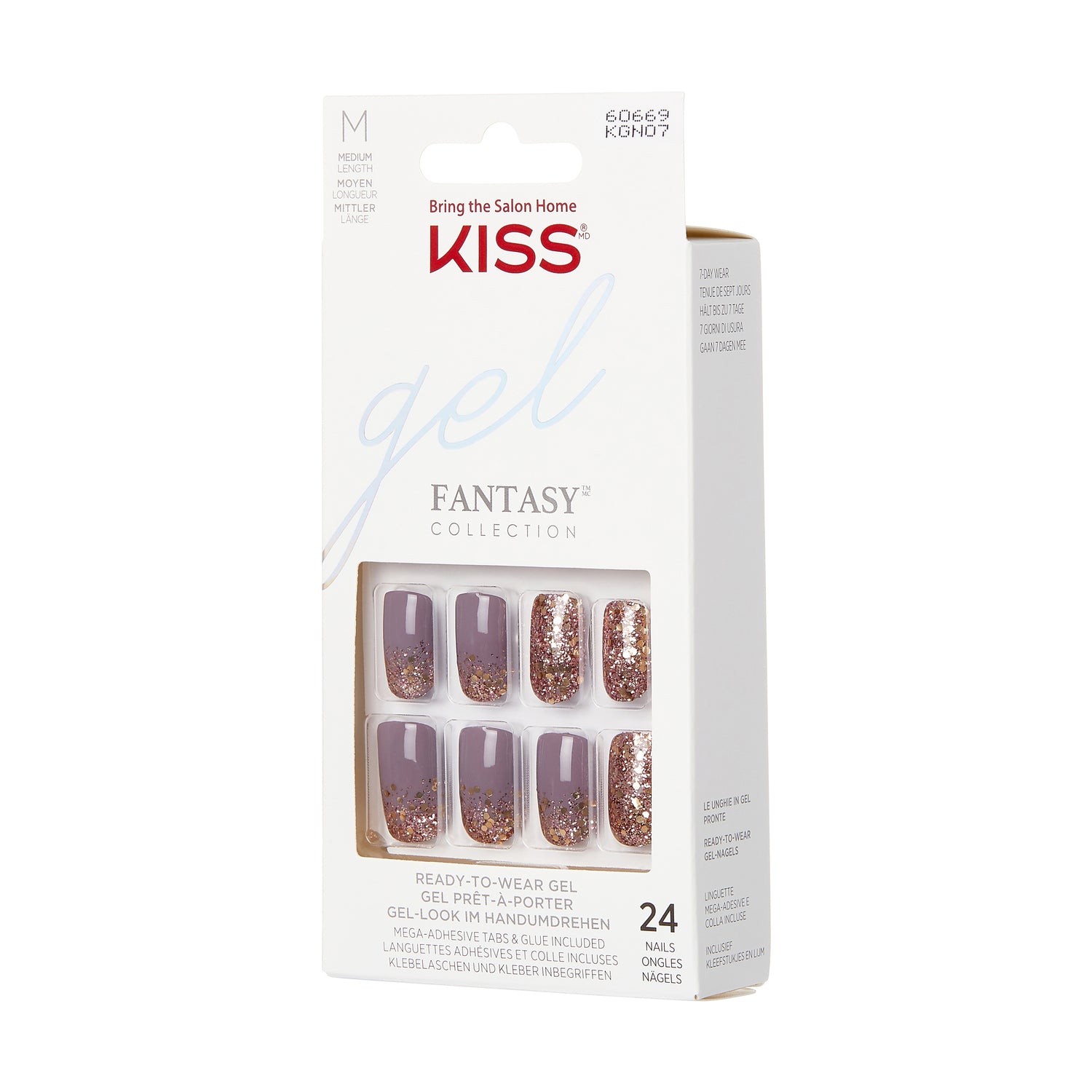 KISS Gel Fantasy, Press-On Nails, Rush Hour, Modrá, Medium Mandlový, 32 ks