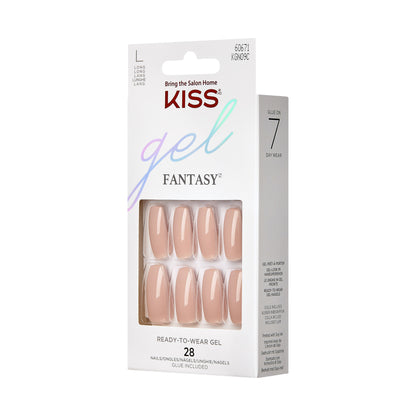 KISS Gel Fantasy, Press-On Nails, Ab Fab, Růžová, Long Coffin, 32 ks