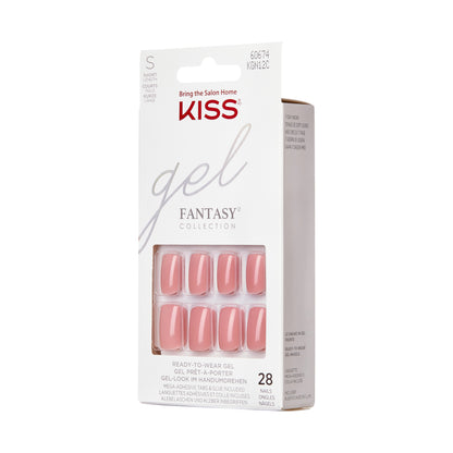 KISS Gel Fantasy, Press-On Nails, Ribbons, Růžová, Short Zaoblený, 31 ks