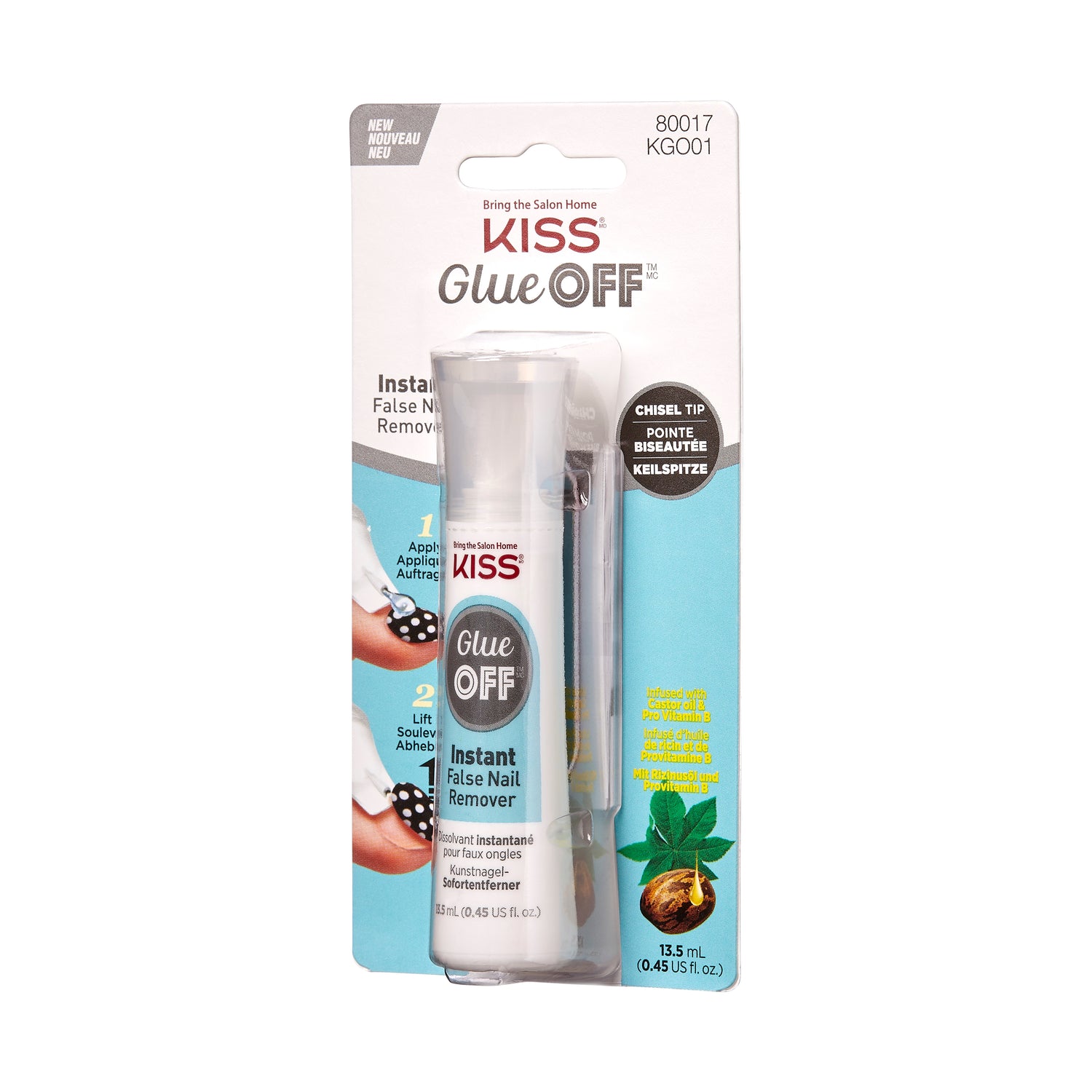 KISS Glue OFF Instant False Nail Remover w. Chisel Tip, 13.5 ml (0.45 fl. oz.)