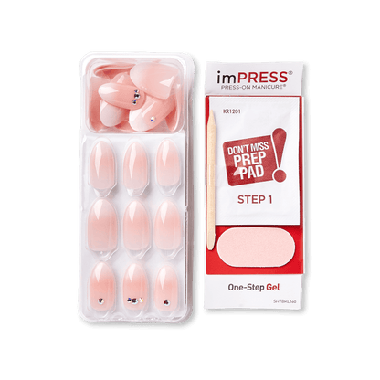 imPRESS Design Press-On Nails, No Glue Needed, Růžová, Medium Mandlový, 30 ks