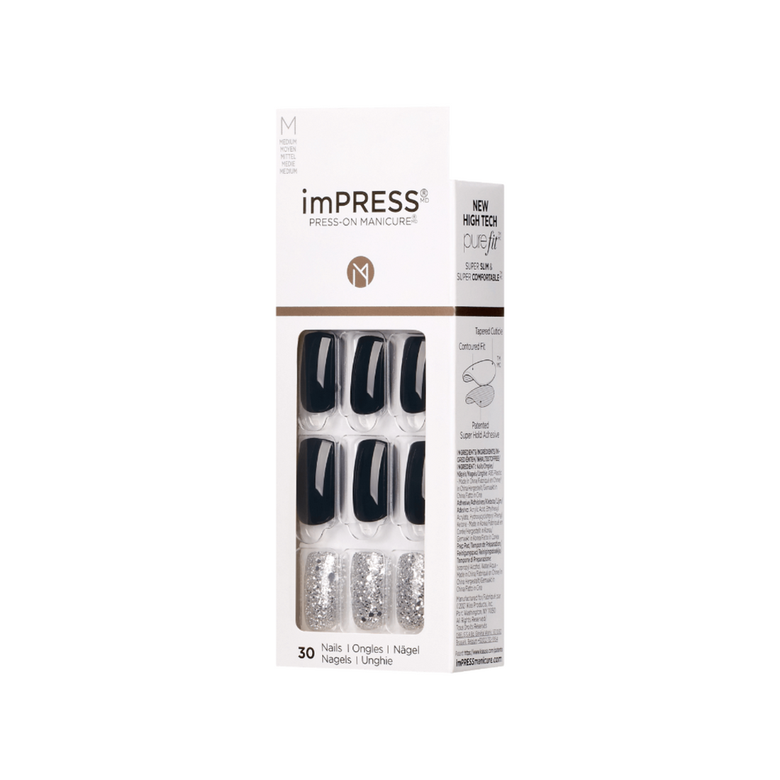 imPRESS Press-On Nails, No Glue Needed, Destiny, Vícebarevná, Medium Zaoblený, 30 ks
