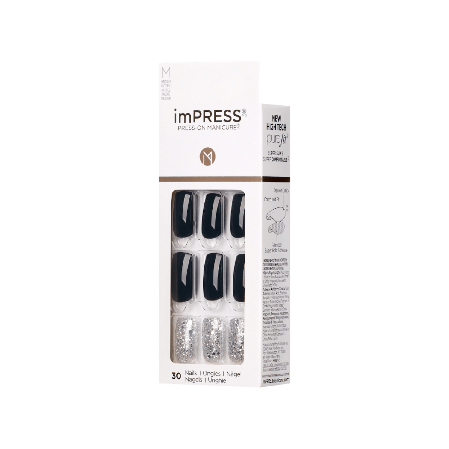 imPRESS Press-On Nails, No Glue Needed, Destiny, Vícebarevná, Medium Zaoblený, 30 ks