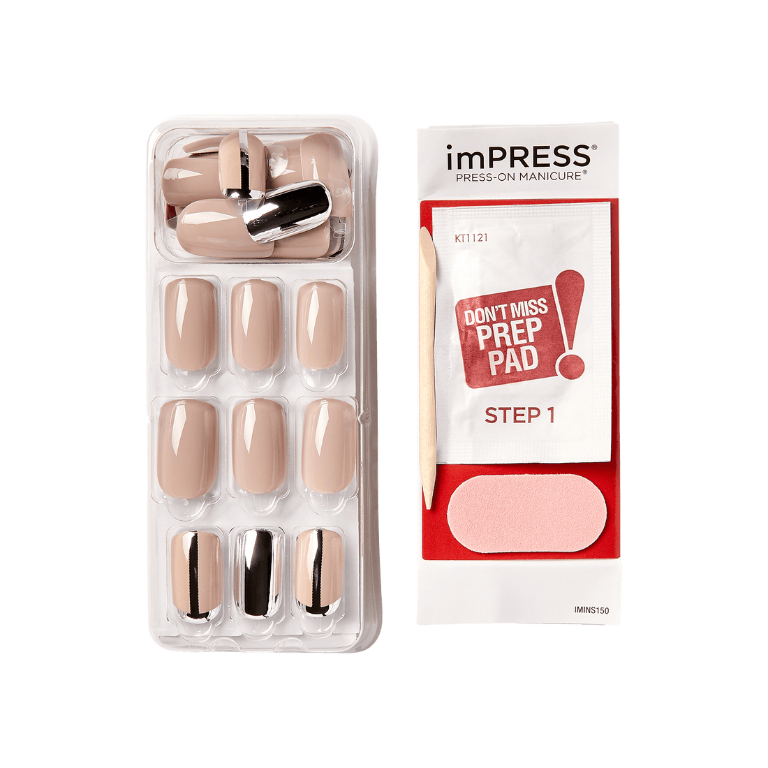 imPRESS Press-On Nails, No Glue Needed, Cloudy, Vícebarevná, Medium Zaoblený, 30 ks