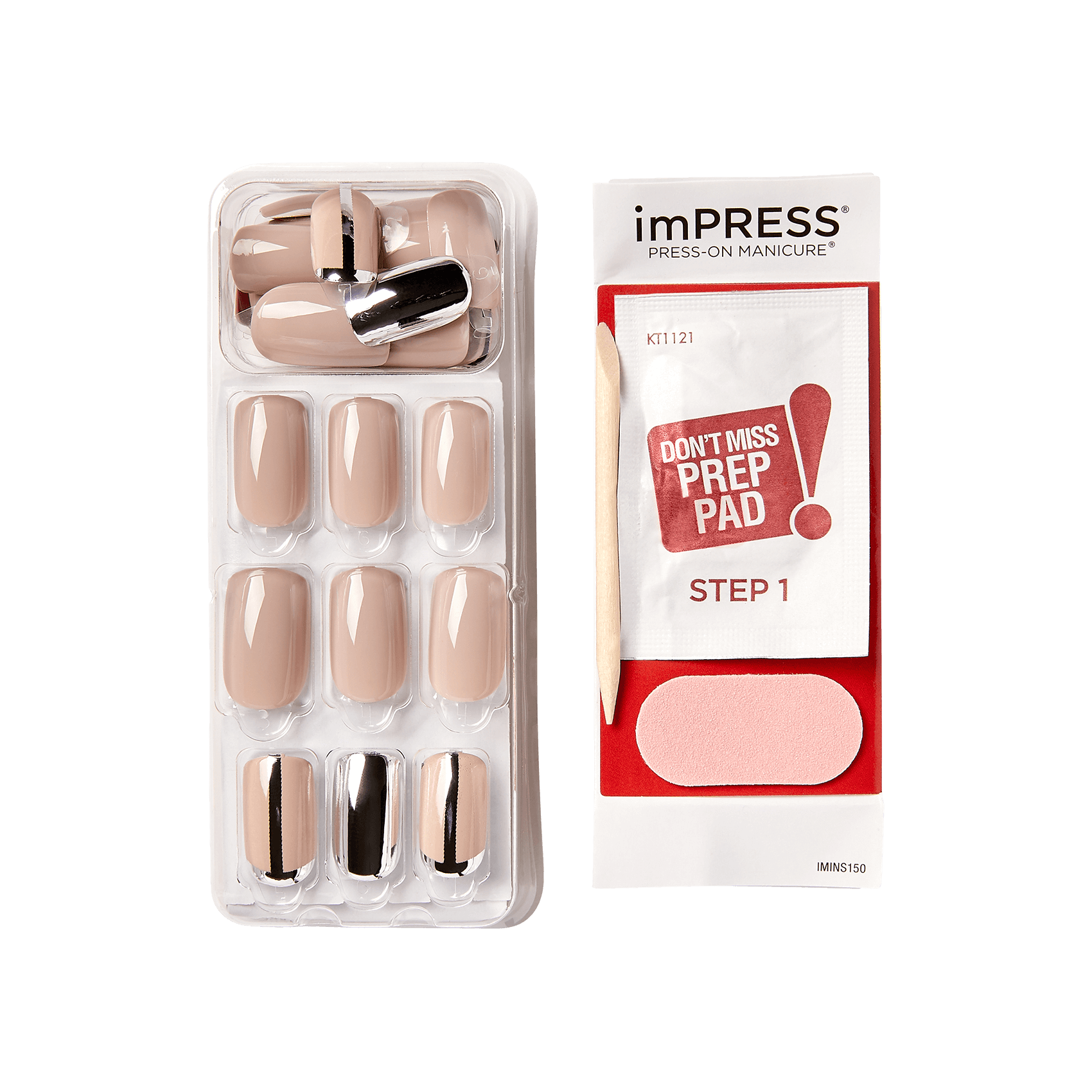 imPRESS Press-On Nails, No Glue Needed, Cloudy, Vícebarevná, Medium Zaoblený, 30 ks