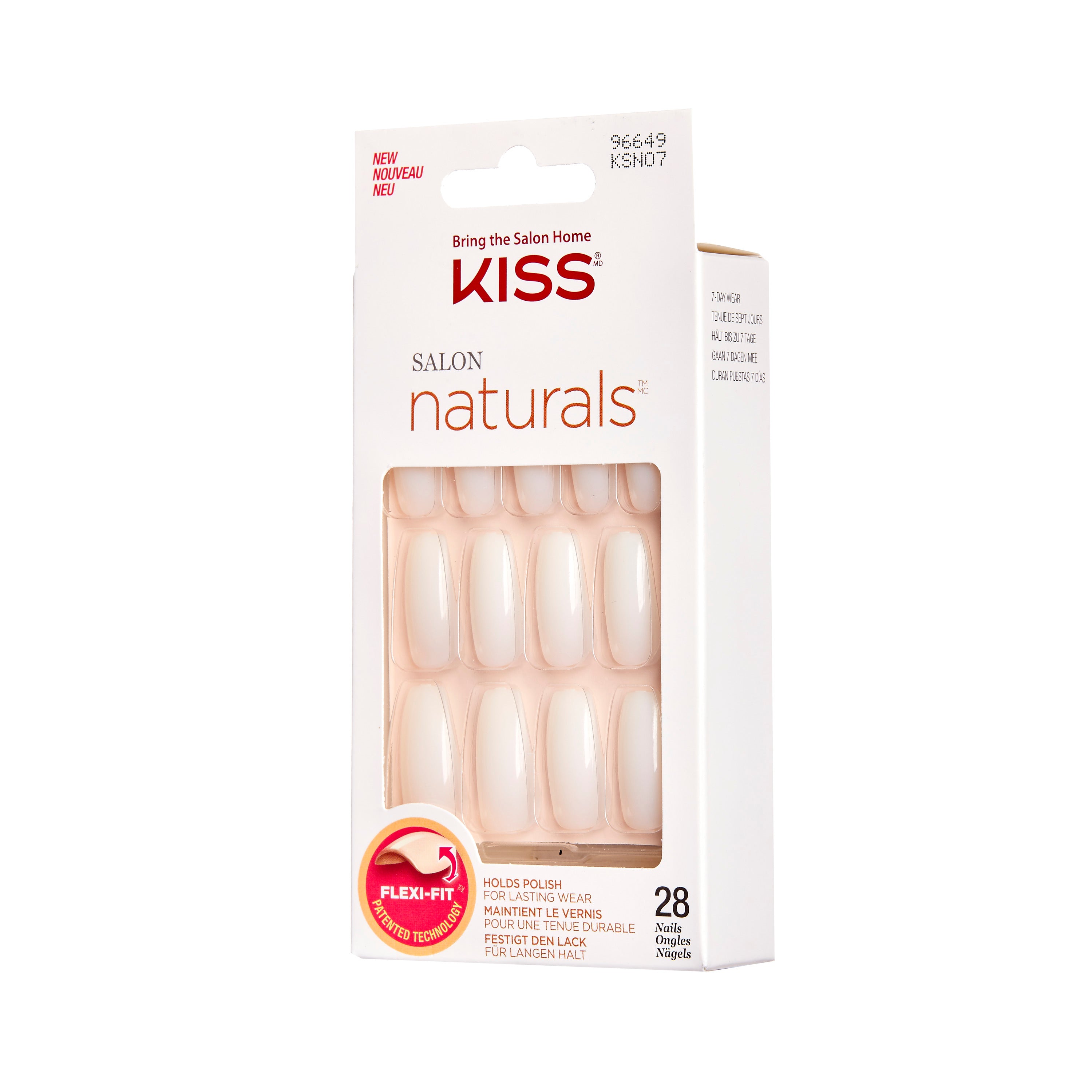 KISS Salon Naturals, Press-On Nails, Walk On Air, Bílá, 28 ks