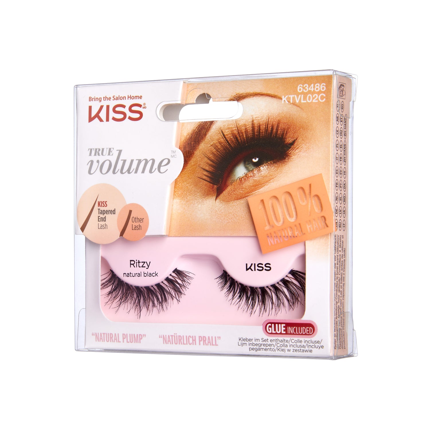 KISS True Volume 100% Human Hair False Eyelashes, Style ‘Ritzy’ - 1 Pair