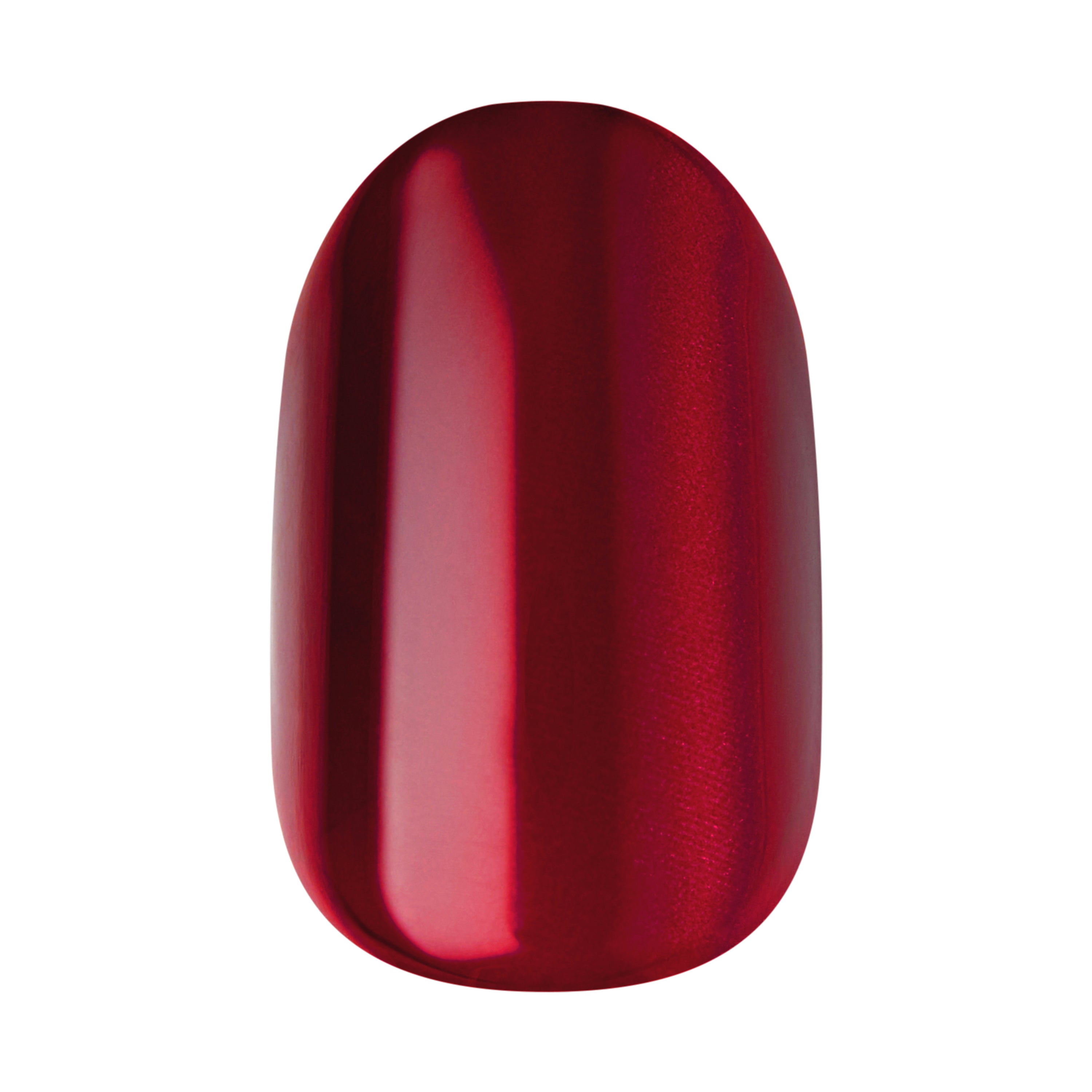 Kiss colorFX od Impress Press On Nails, bez potřeby lepidla, červené, krátké, oválný tvar, 30 ks.