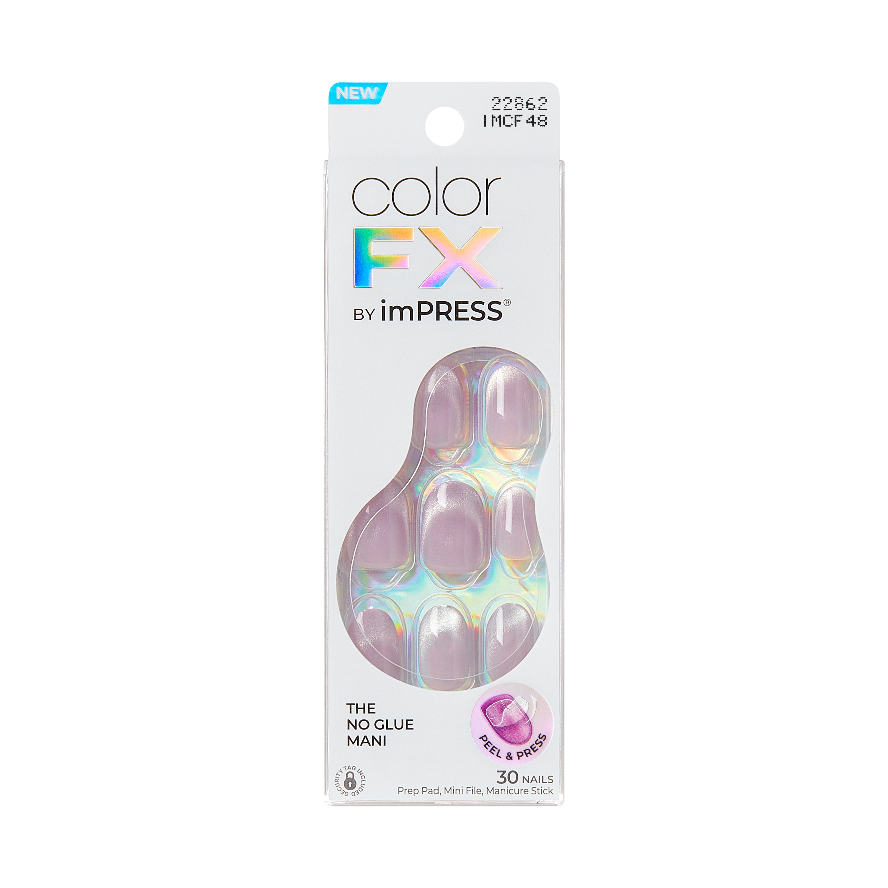 Kiss colorFX by Impress Press On Nails, ‘Diamond Drip’, Purple, Short Oval, 30 Count