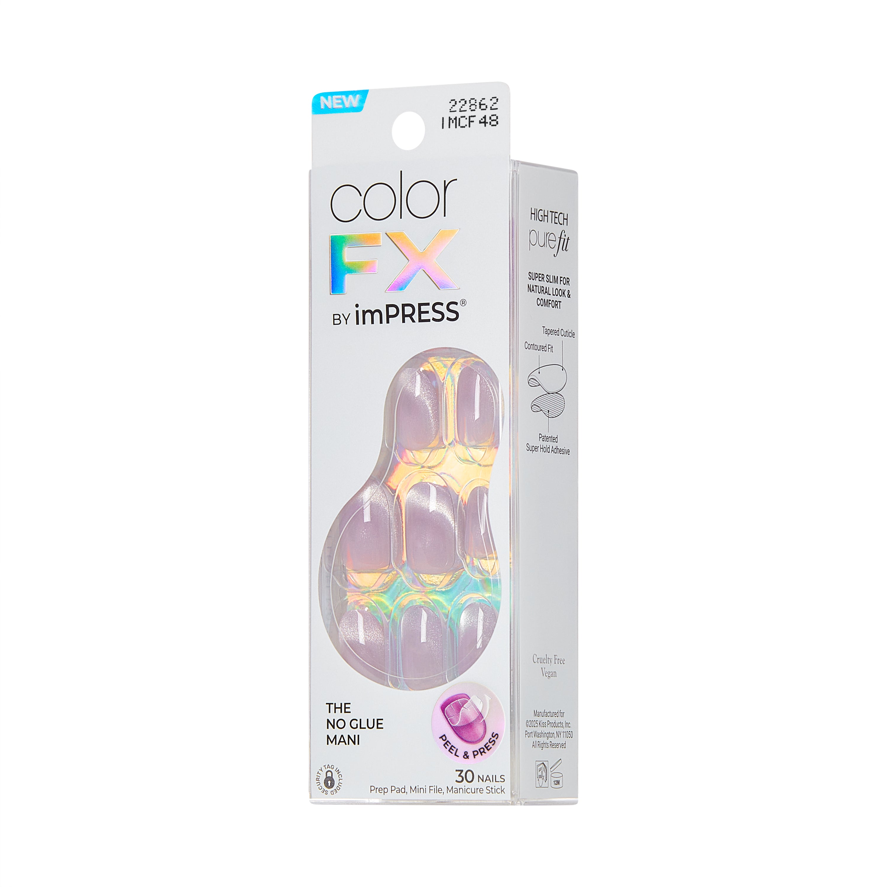 Kiss colorFX by Impress Press On Nails, ‘Diamond Drip’, Purple, Short Oval, 30 Count