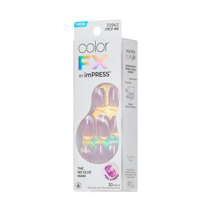 Kiss colorFX by Impress Press On Nails, ‘Diamond Drip’, Purple, Short Oval, 30 Count
