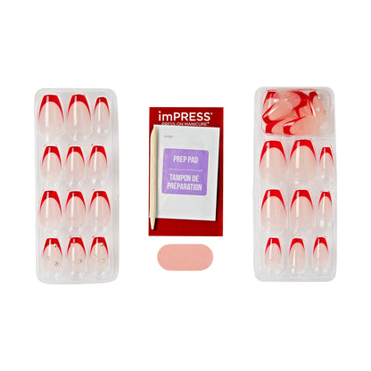 KISS imPRESS Press On Nails, ‘Happy World’, Red, Medium Coffin, 30 Count (Copy)