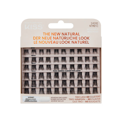 Kiss The New Natural False Eyelashes, Lash Extension Kit, Pearl Earring, 60 Trio Lash Clusters