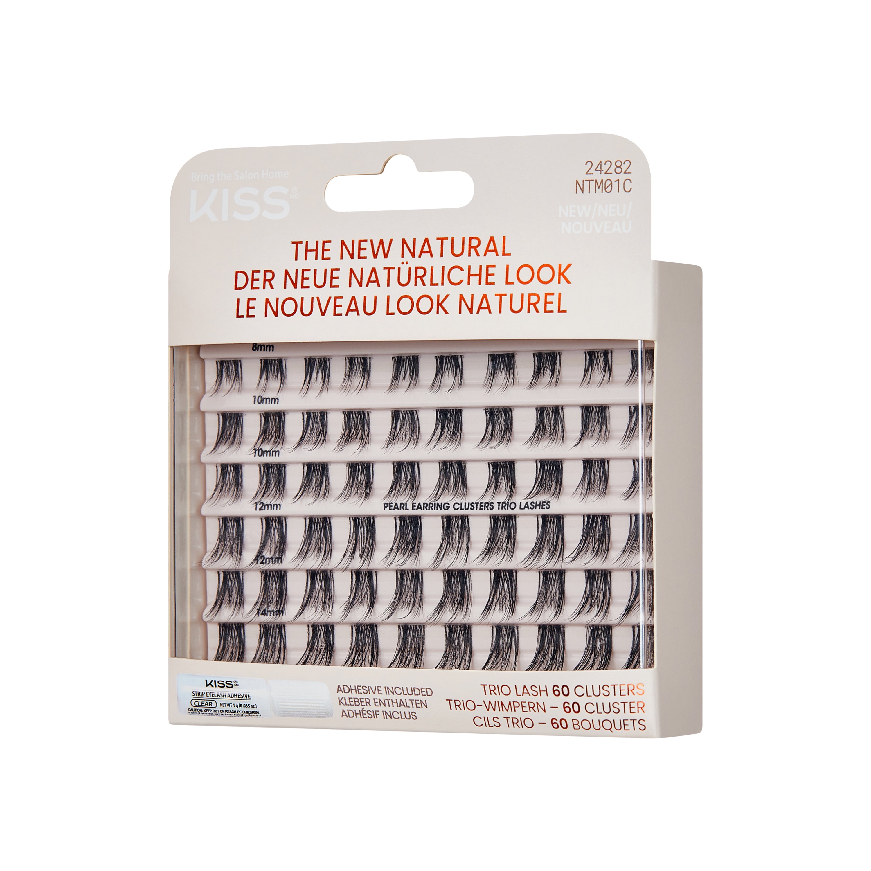 Kiss The New Natural False Eyelashes, Lash Extension Kit, Pearl Earring, 60 Trio Lash Clusters