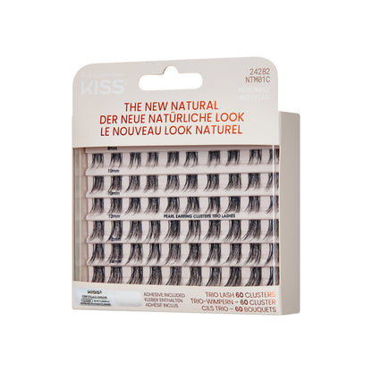 Kiss The New Natural False Eyelashes, Lash Extension Kit, Pearl Earring, 60 Trio Lash Clusters