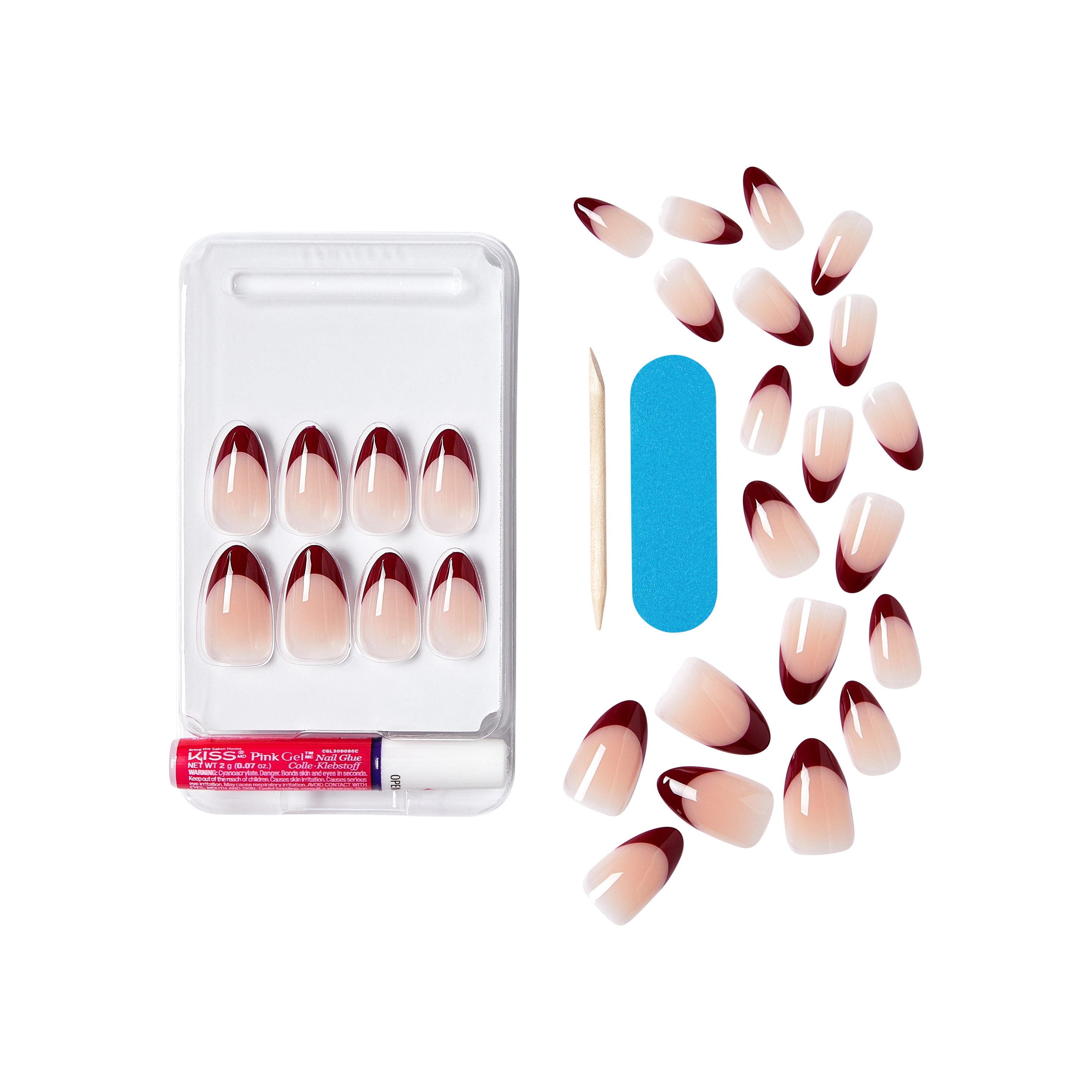 Kiss Salon Acrylic French Color Press On Nails, ‘Catchy’, Purple, Medium Almond, 28 Count
