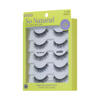 Kiss So Natural False Eyelashes, ‘Shy Natural’, 8mm-10mm, Natural Volume, 5 Pairs
