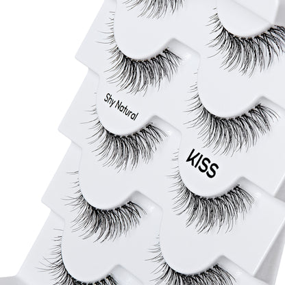 Kiss So Natural False Eyelashes, ‘Shy Natural’, 8mm-10mm, Natural Volume, 5 Pairs