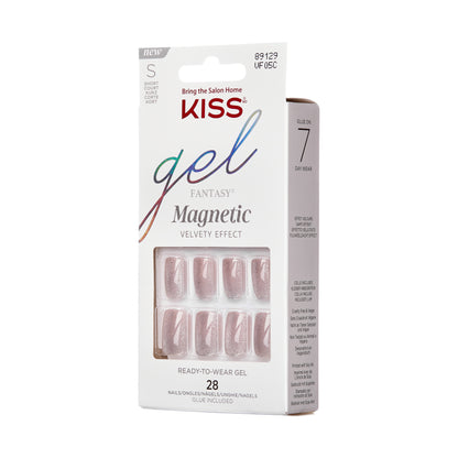 KISS Gel Fantasy Magnetic Press-On Nails, Dignity, Stříbrná, Short Hranatý, 31 ks