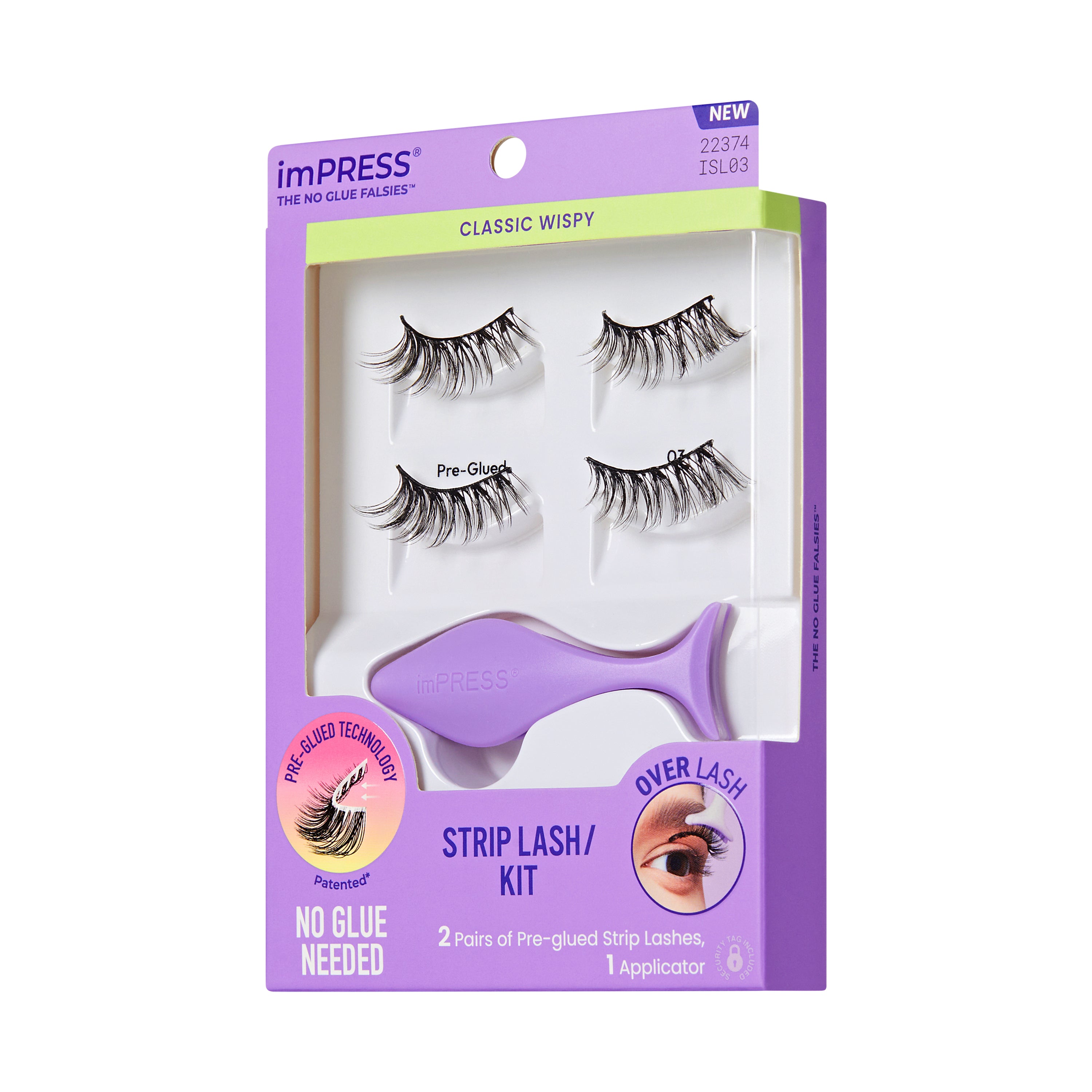 KISS imPRESS Pre-Glued Strip Lashes Kit, Classic Wispy, 2 Pair Self Adhesive Eyelashes (Copy)