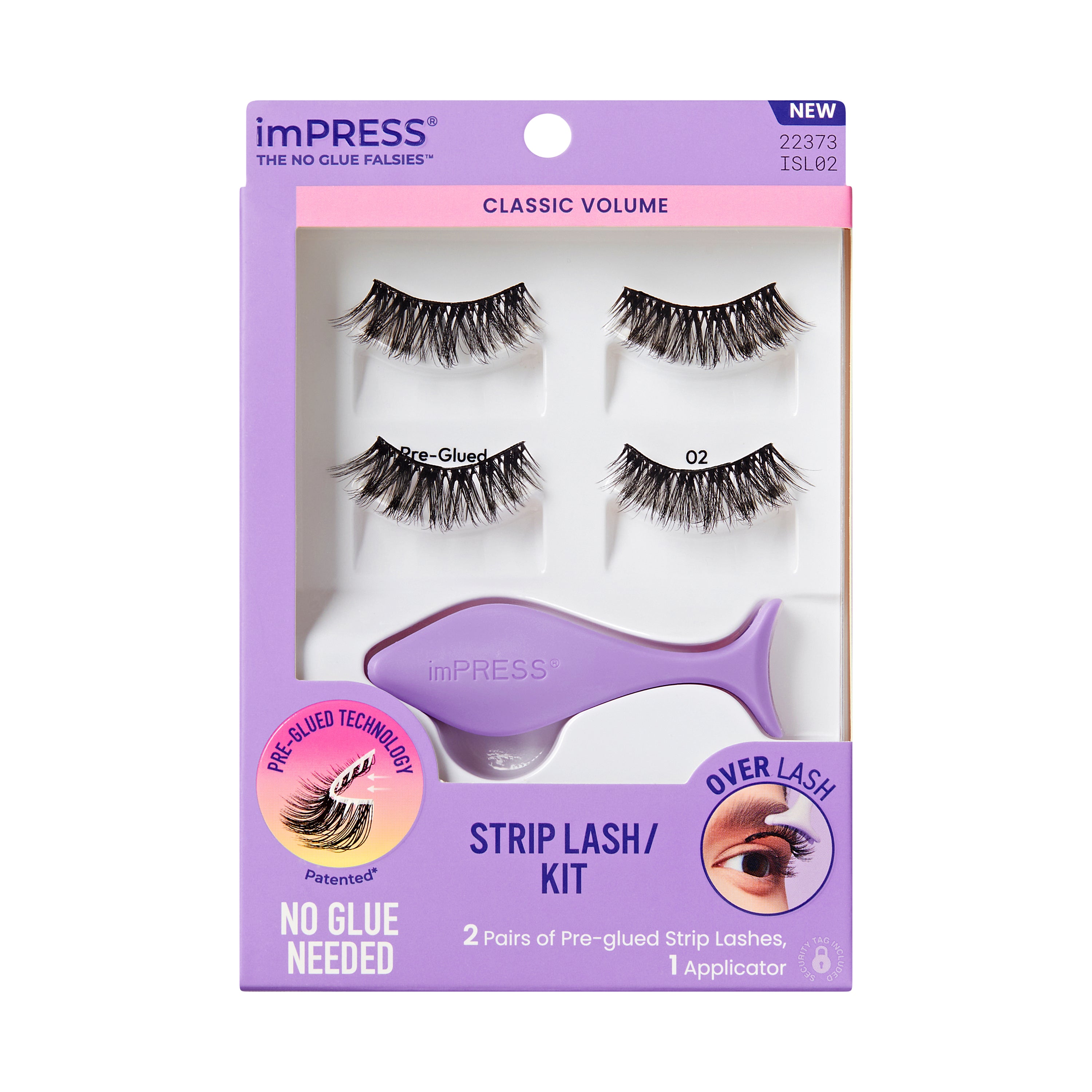 KISS imPRESS Pre-Glued Strip Lashes Kit, Classic Volume, 2 Pair Self Adhesive Eyelashes (Copy)