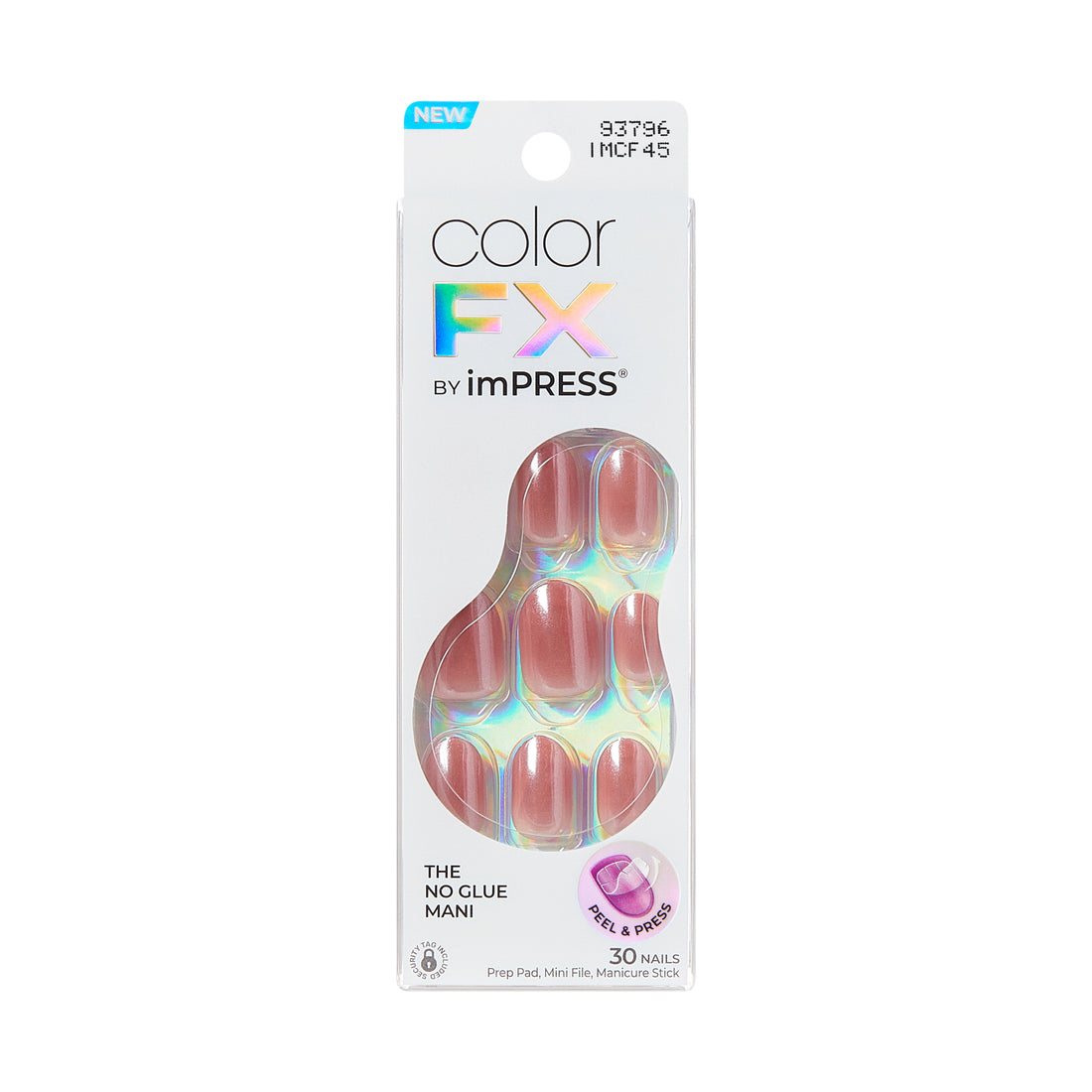 Kiss ColorFX by Impress Press On Nails, ‘Boundless’, Brown, Short Oval, 30 Count