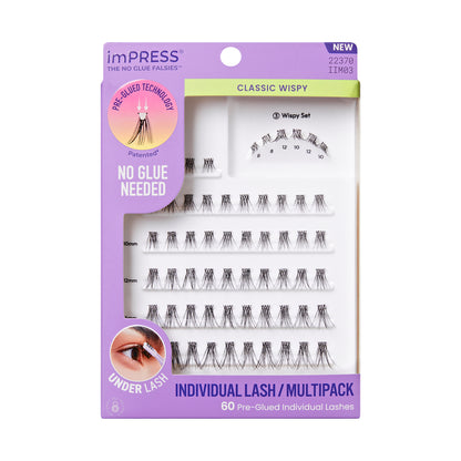 KISS imPRESS Pre-Glued Individual Lashes Multipack, Classic Wispy, 60 Lash Clusters (Copy)