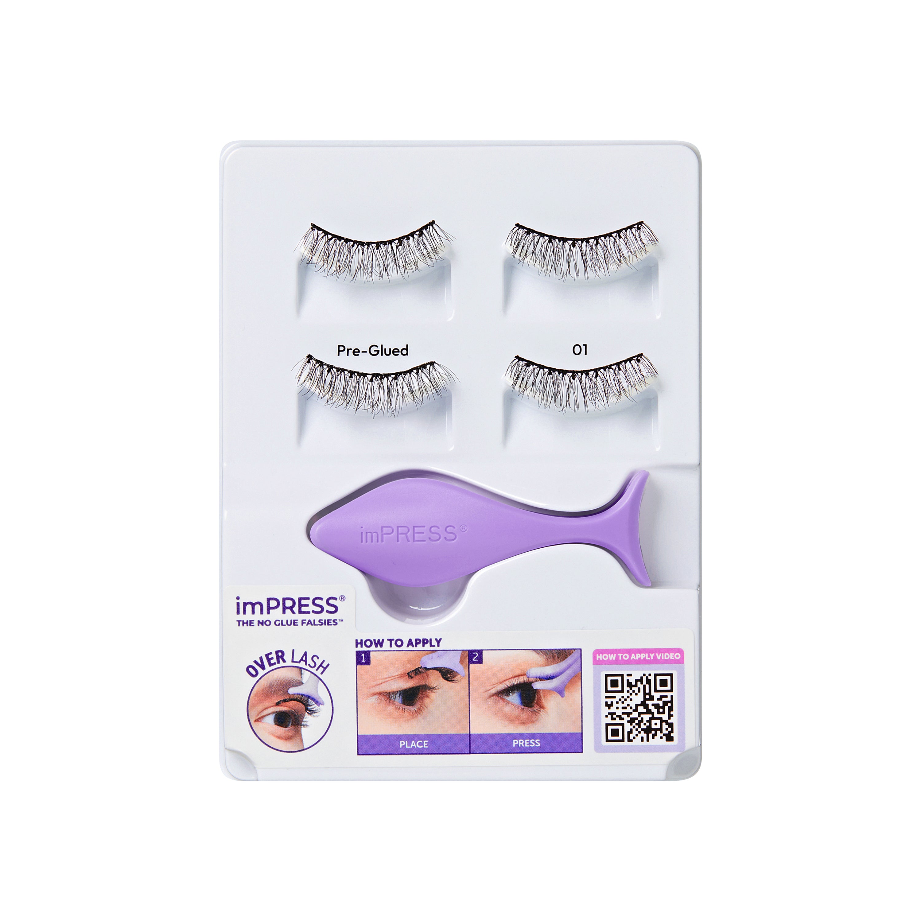 KISS imPRESS Pre-Glued Strip Lashes Kit, Classic Natural, 2 Pair Self Adhesive Eyelashes (Copy)