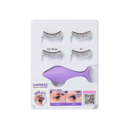KISS imPRESS Pre-Glued Strip Lashes Kit, Classic Natural, 2 Pair Self Adhesive Eyelashes (Copy)