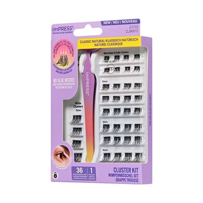 KISS imPRESS Falsies Press On Self Adhesive Eyelashes, Classic Natural, 36 Lash Clusters (Copy)