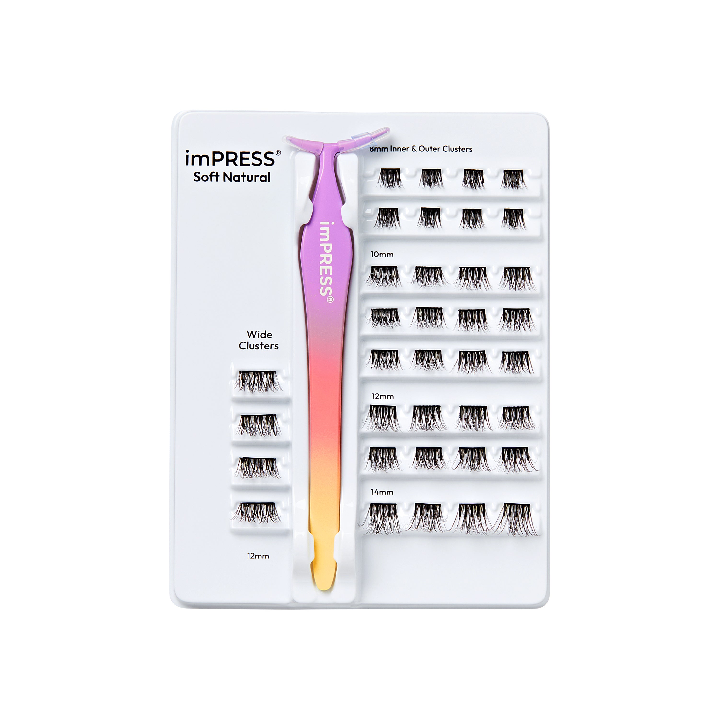 KISS imPRESS Press On Self Adhesive Eyelashes, 8mm–14mm, Soft Natural, 36 Lash Clusters (Copy)