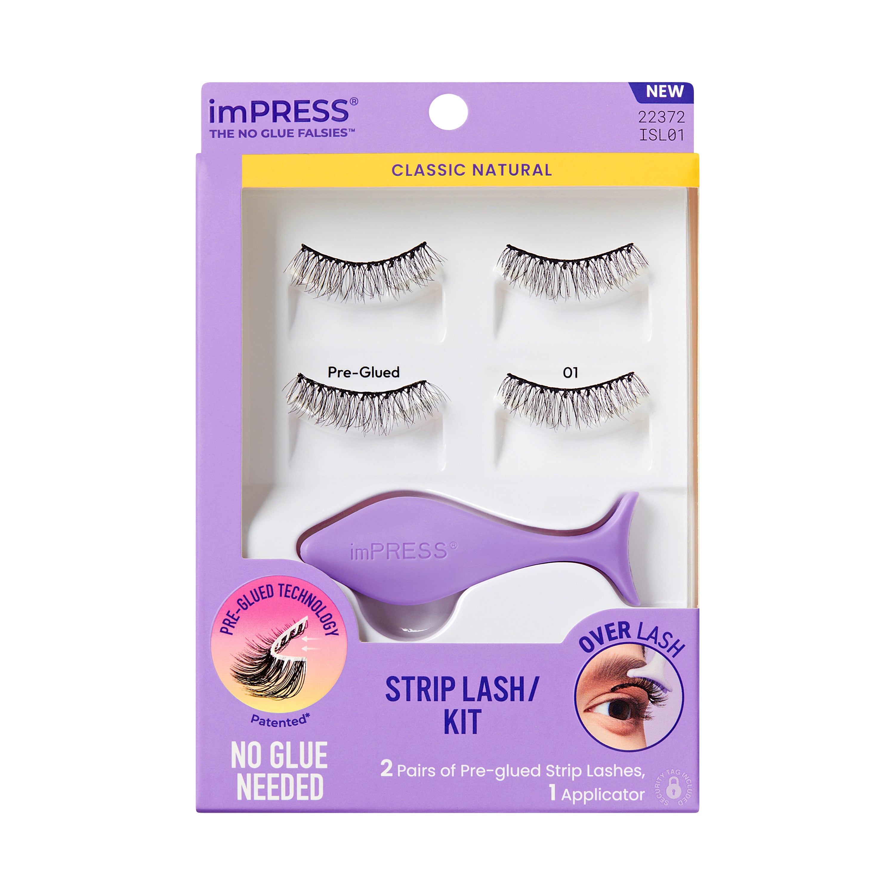 KISS imPRESS Pre-Glued Strip Lashes Kit, Classic Natural, 2 Pair Self Adhesive Eyelashes (Copy)