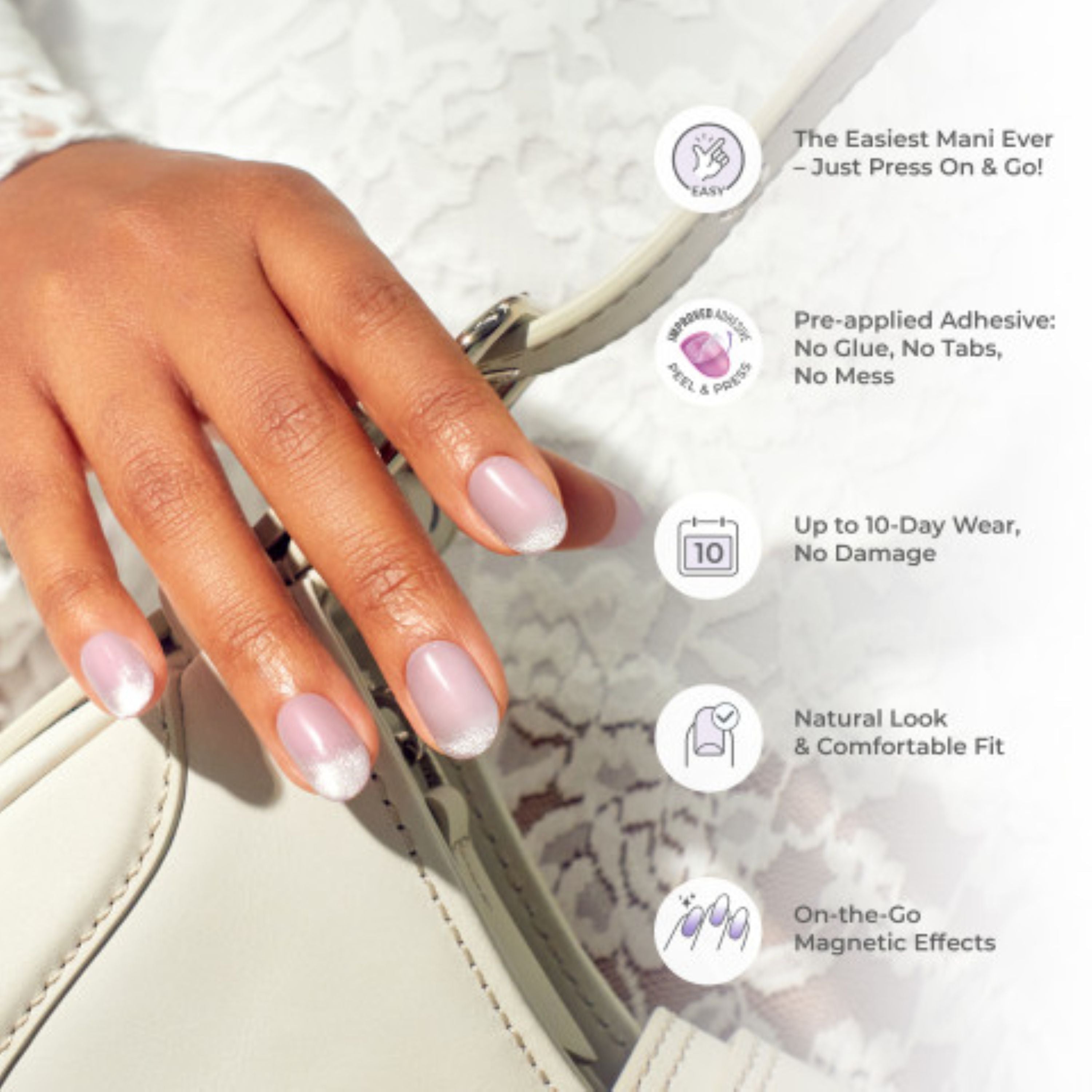 Kiss ColorFX od Impress Press On Nails, ‘Boundless’, Hnědá, Krátké Oválné, 30 Kusů