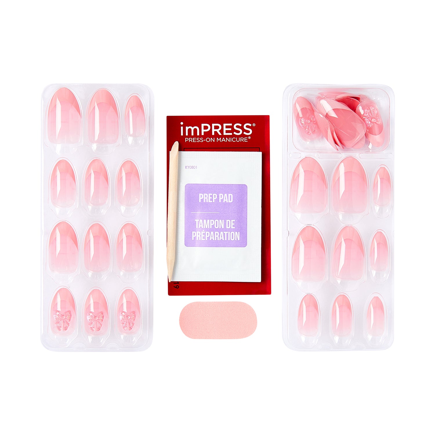 Kiss Impress Press On Nails Almond, ‘Glow Muse’, Růžová, Střední, 30 Kusů