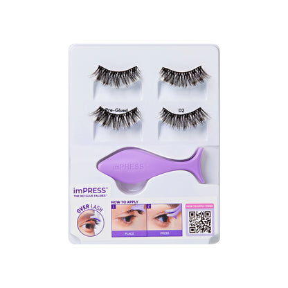 KISS imPRESS Pre-Glued Strip Lashes Kit, Classic Volume, 2 Pair Self Adhesive Eyelashes (Copy)