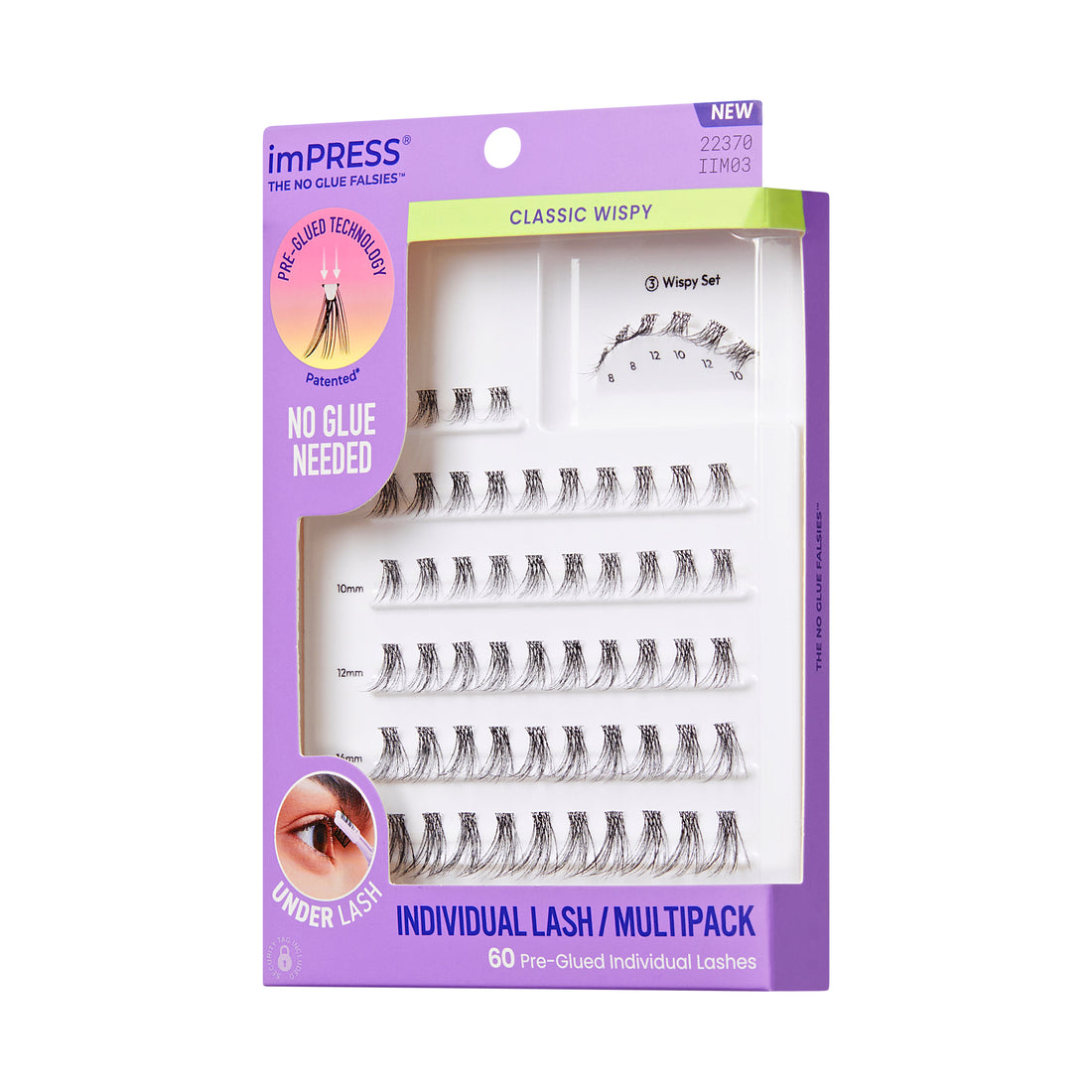 KISS imPRESS Pre-Glued Individual Lashes Multipack, Classic Wispy, 60 Lash Clusters (Copy)