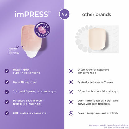 imPRESS Modern French Press-On Nails, No Glue Needed, Bílé špičky, Medium Mandloý, 33 ks