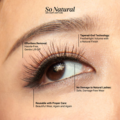 KISS So Natural falešné řasy, „Fluffy Natural“, 10 mm–12 mm, střední objem, 5 párů